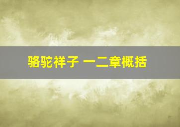 骆驼祥子 一二章概括